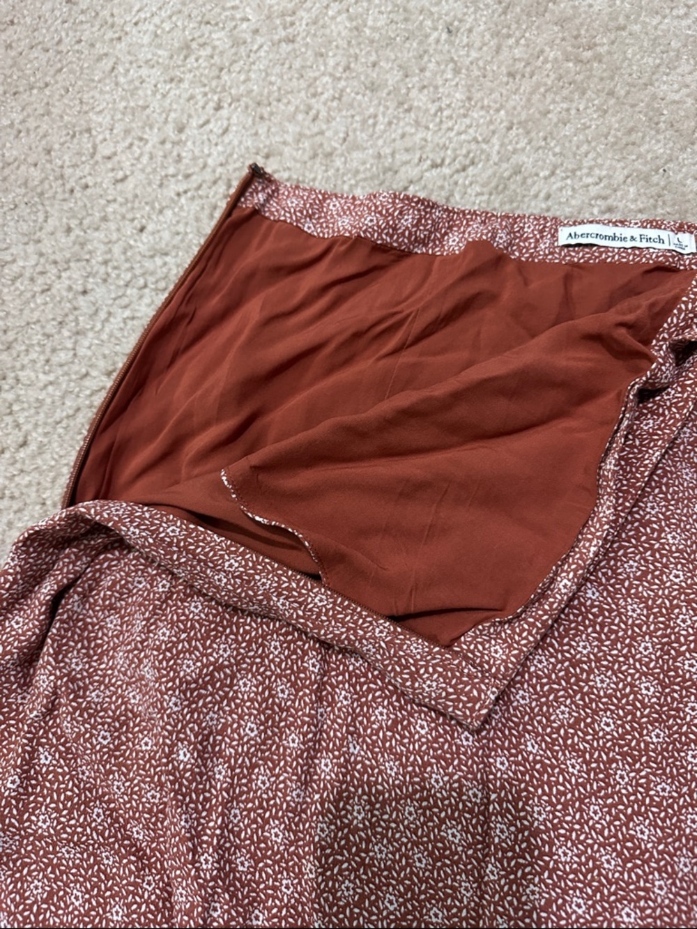 Abercrombie & Fitch Rust Floral Faux Wrap Midi Skirt - Picture 9 of 11